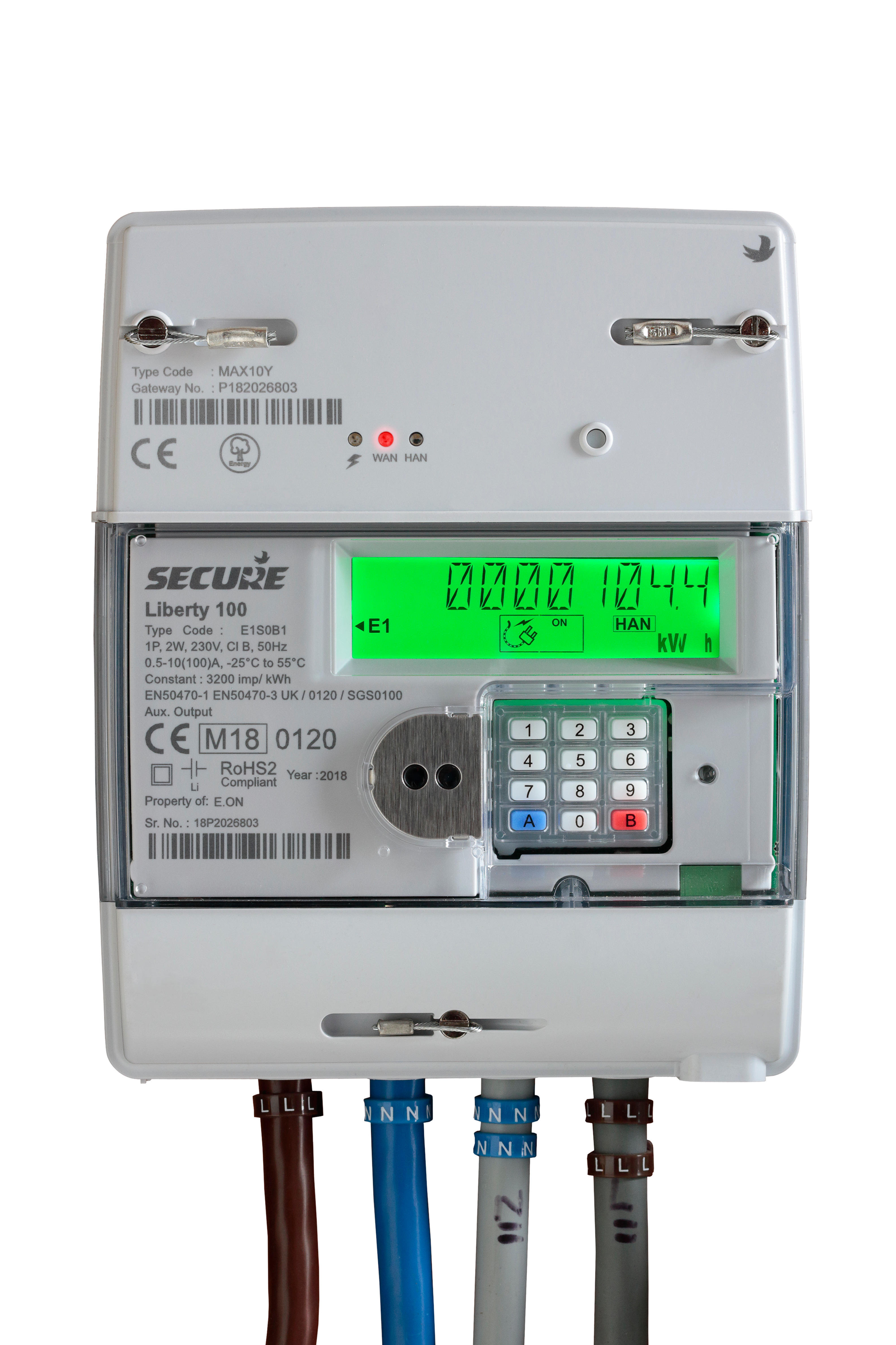 Example of a smart electricity meter with digital readout