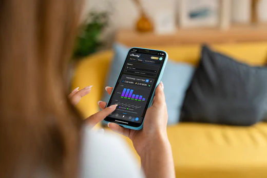 Person using an energy monitoring app for whole-home power visibility