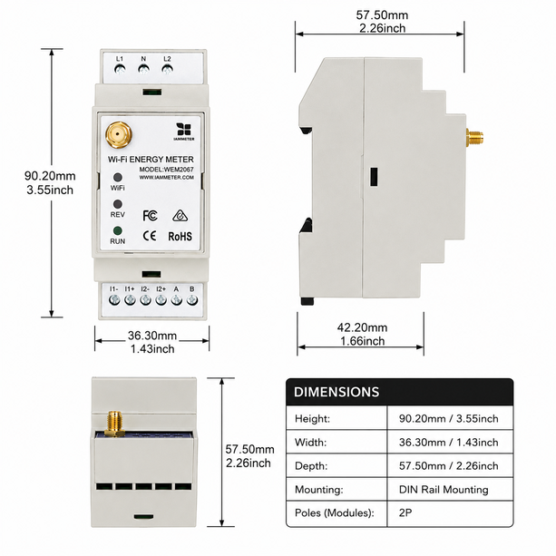 IAMMETER WEM2067 official dimensions image