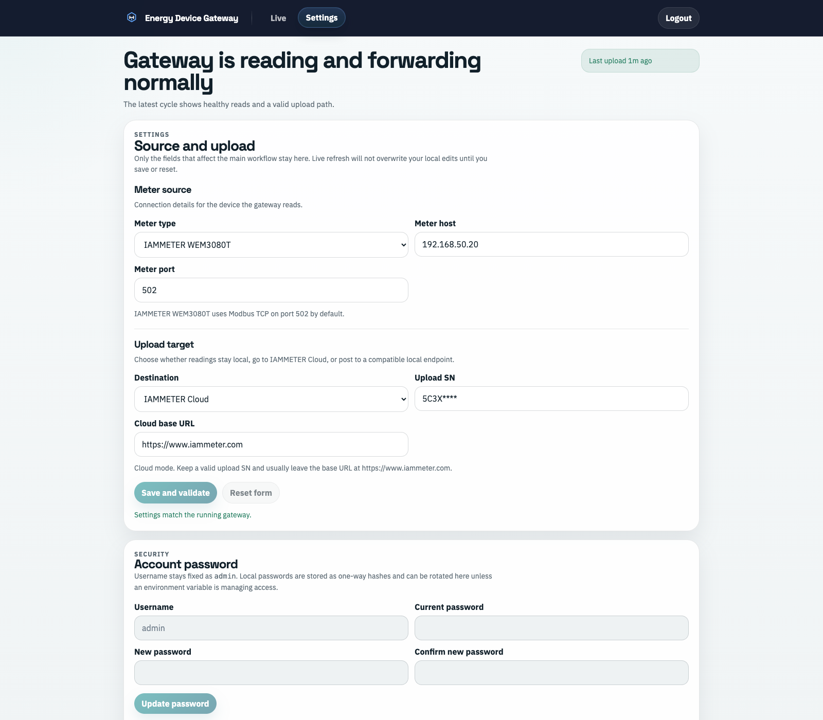 energy-device-gateway settings view